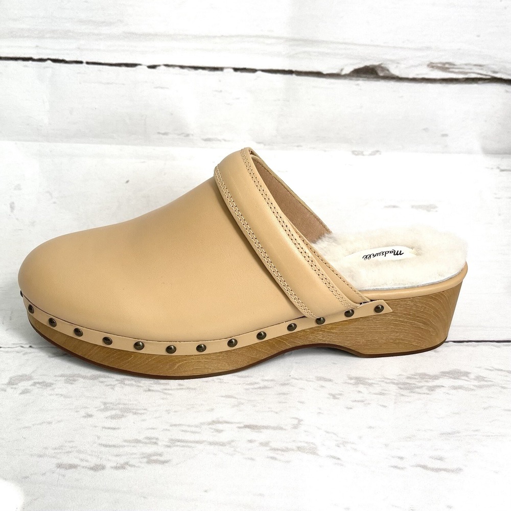 Madewell Cecily Shoes Women's 10.5 Brown Clogs Leather Studded Shearing New